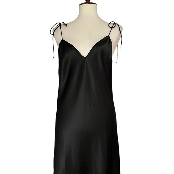 NWT‎ Victorias Secret Women's Black Satin Embellished Midi Slip Dress Size Large - Picture 7 of 10
